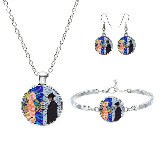 "2023 New Wednesday Glass Jewelry Sets For Women Girls Handmade Trendy Necklaces Bracelets Earrings Party Gift "