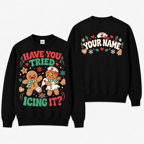 Personalized Christmas Nurse Sweatshirt | Gingerbread Nurse Gift, Custom Name