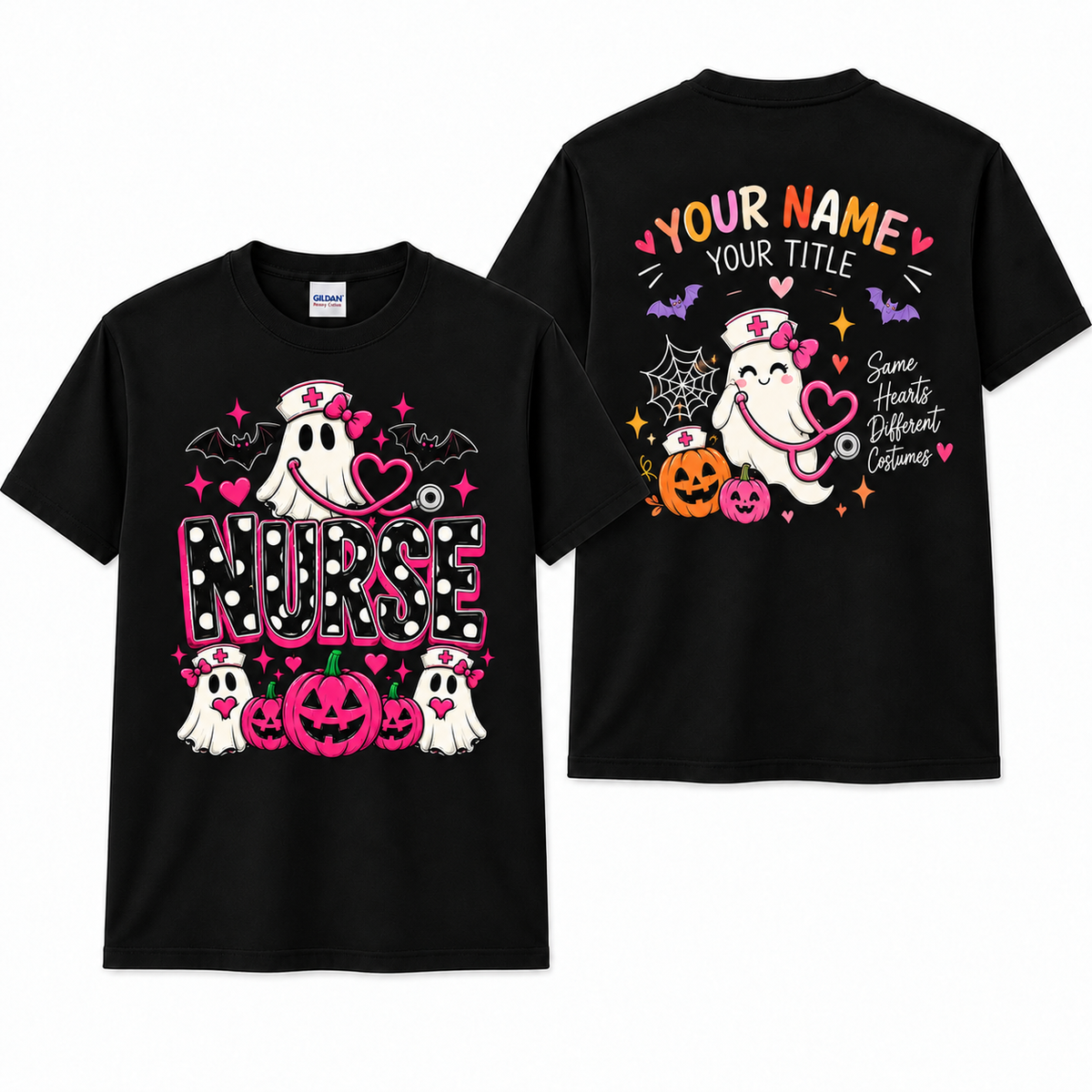 Personalized Halloween Nurse Shirt Custom Spooky Nurse T-Shirt Pumpkin Ghost Gift Unisex T-Shirt