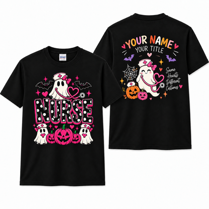 Personalized Halloween Nurse Shirt Custom Spooky Nurse T-Shirt Pumpkin Ghost Gift Unisex T-Shirt