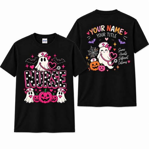 Personalized Halloween Nurse Shirt Custom Spooky Nurse T-Shirt Pumpkin Ghost Gift Unisex T-Shirt