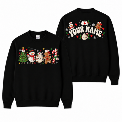 Personalized Christmas Nurse Sweatshirt | Custom Name Nurse Gift