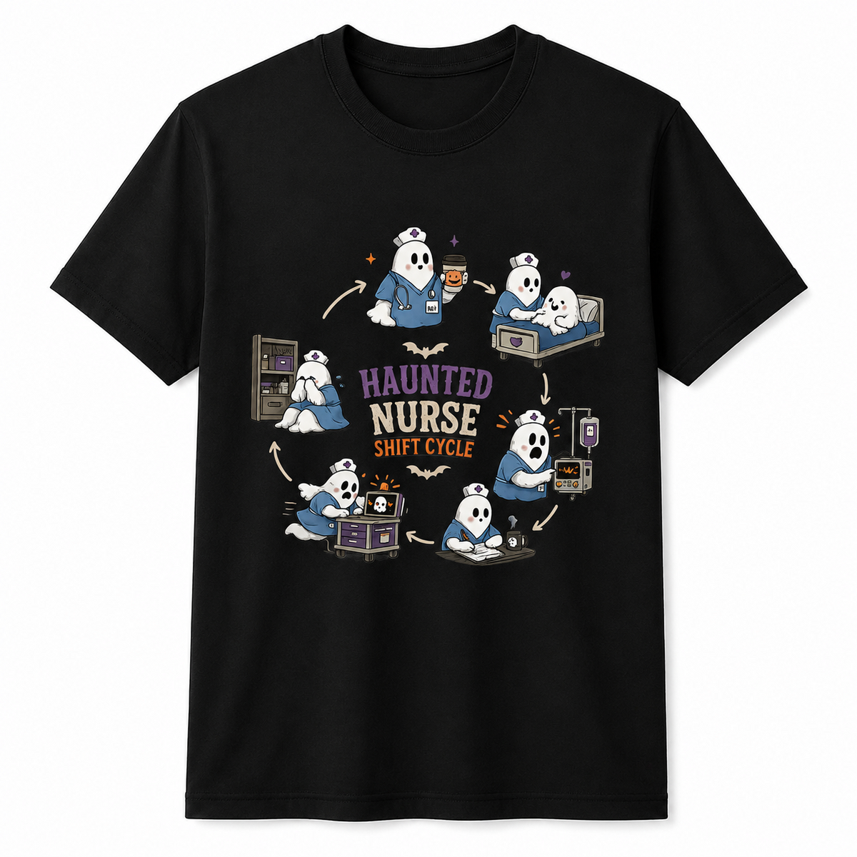 Personalized Custom Haunted Nurse Halloween Ghost T-Shirt , Nurse