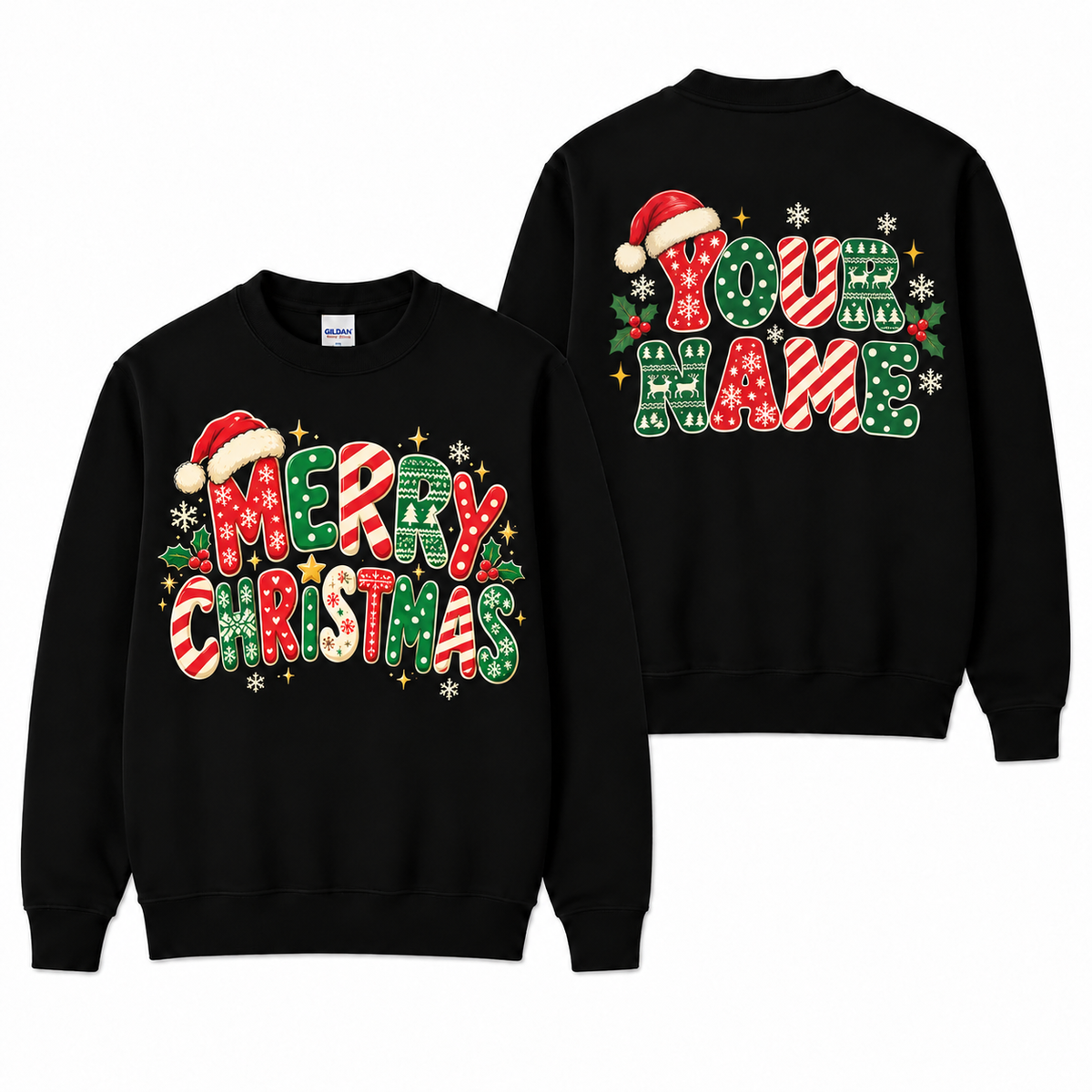 Personalized Merry Christmas Sweatshirt, Custom Name Holiday Sweater, Christmas Gift for Her