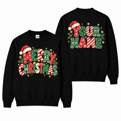 Personalized Merry Christmas Sweatshirt, Custom Name Holiday Sweater, Christmas Gift for Her