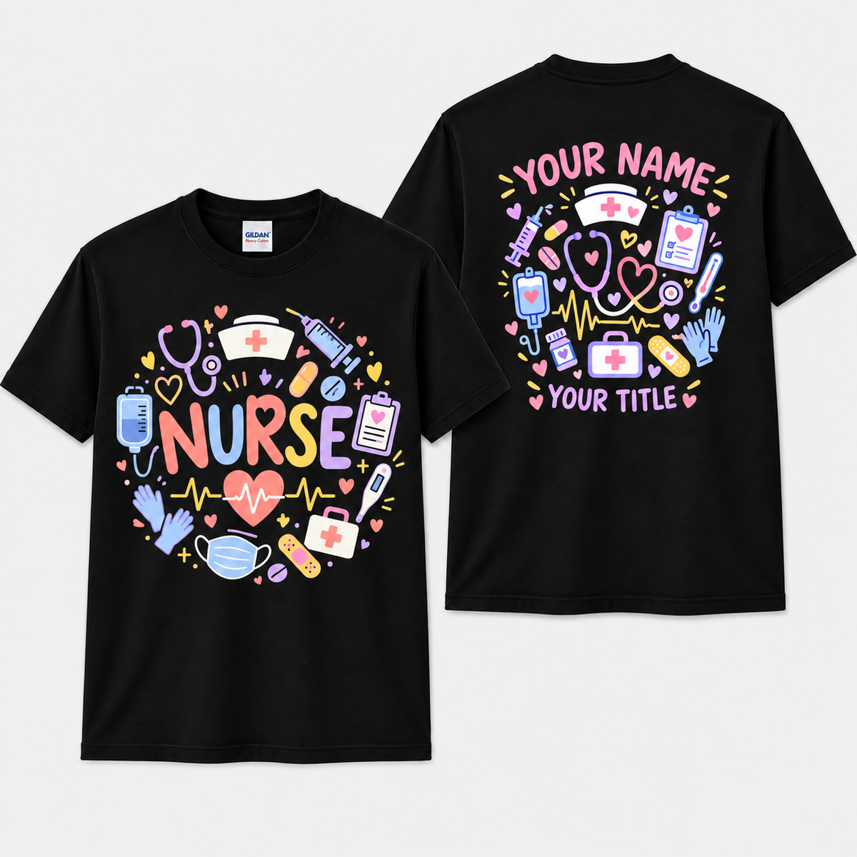 Personalized Custom Nurse Shirt, Cute Heart Nursing Tee, Medical Professional Gift for RN LPN CNA, Healthcare Worker Shirt