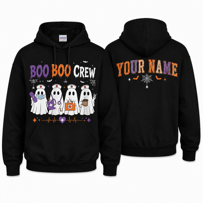 Personalized Halloween Nurse Hoodie Custom Name Boo Crew Ghost RN LPN CNA Gift