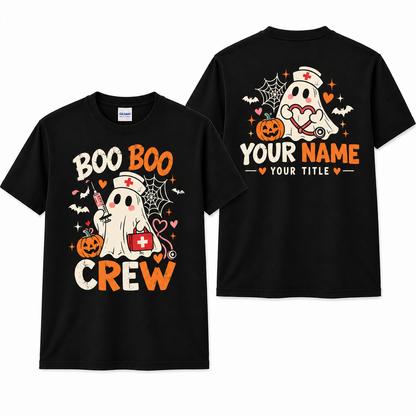 Personalized Halloween Nurse Shirt Custom Boo Boo Crew Shirt for Women Unisex T-Shirt