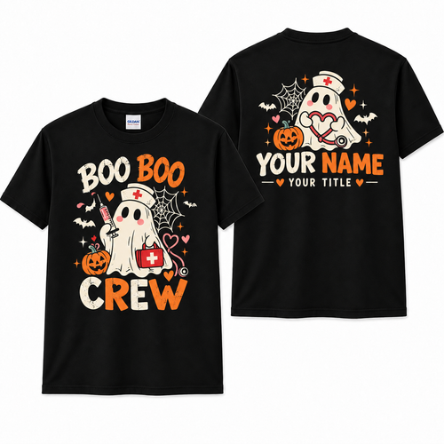 Personalized Halloween Nurse Shirt Custom Boo Boo Crew Shirt for Women Unisex T-Shirt