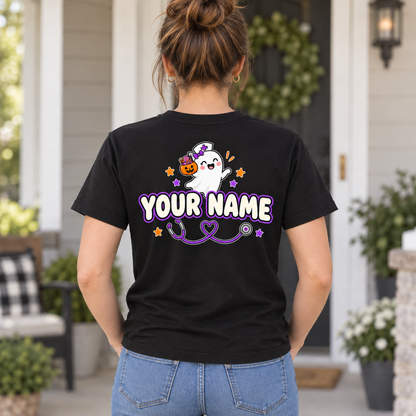 Personalized Custom Cute Ghost Nurse Funny Halloween Unisex T-Shirt
