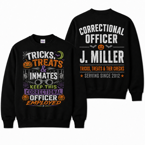Personalized Correctional Officer Halloween Sweatshirt Stupid People Custom Name CO Gift