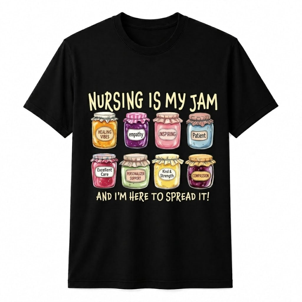 Personalized Nursing Is My Jam Shirt Custom Funny RN Gift Unisex T-Shirt