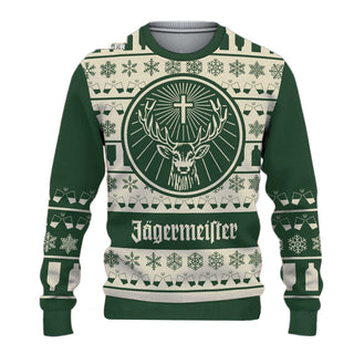 Unisex Jagermeister Green 3D Ugly Christmas Sweater For Men & Women Christmas Gift Sweater BH1321