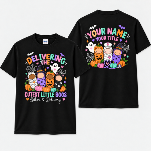 Personalized Halloween Labor And Delivery Nurse Shirt Custom L&D Nurse Gift Unisex T-Shirt