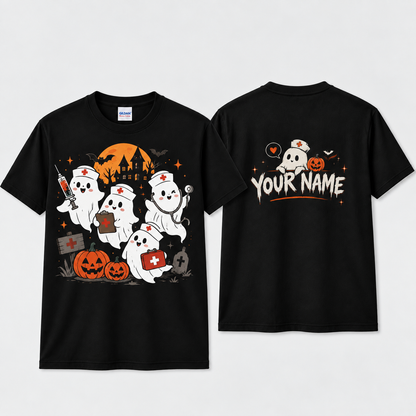 Halloween Nurse Shirt, Cute Nurse Ghost Tee, Funny Medical Halloween Gift for RN, Doctor, PA & NP
