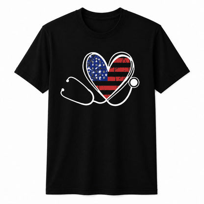Personalized School Nurse Stethoscope Heart Shirt Custom Nurse Gift Unisex T-Shirt