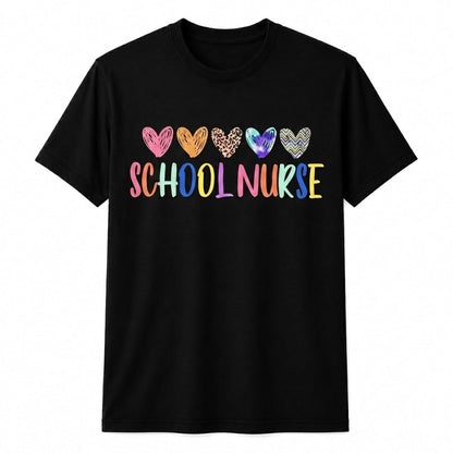 Personalized School Nurse Heart Shirt Custom Nurse Appreciation Gift Unisex T-Shirt