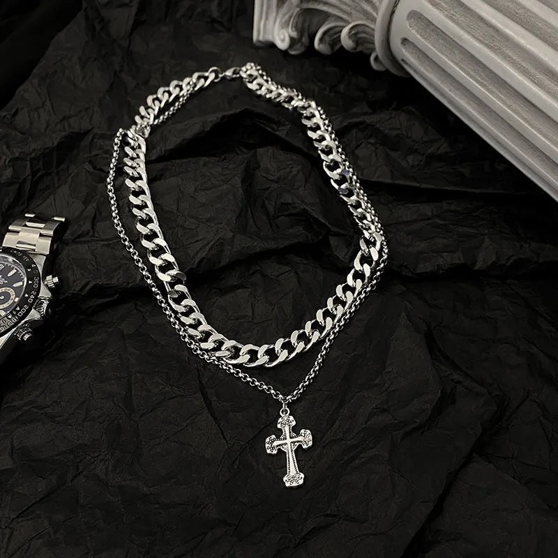 "Retro Cross Titanium Steel Necklaces For Men And Women "