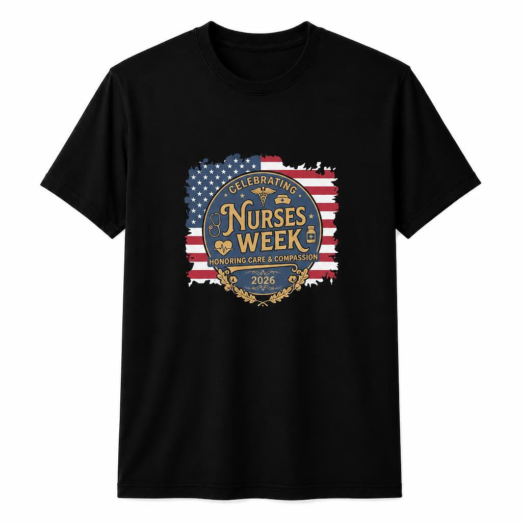Personalized Happy Nurses Week 2026 American Flag Nurse Gift Custom Unisex T-Shirt