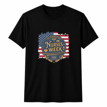Personalized Happy Nurses Week 2026 American Flag Nurse Gift Custom Unisex T-Shirt