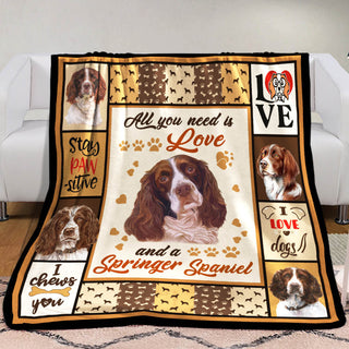 Springer Spaniel Dog Fleece Blanket MR0501 68O50