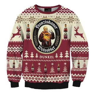 Unisex Franziskaner Weissbier Dark 3D Ugly Christmas Sweater For Men & Women Christmas Gift Sweater BH1207