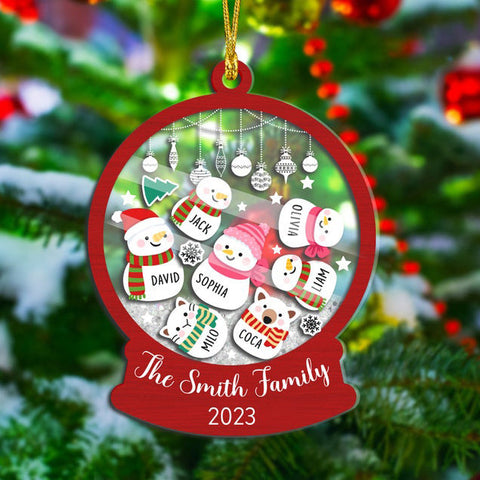 Custom Snowman Family Christmas Shaker Ornament Personalized Family Shake Ornament Christmas Gift ON1220