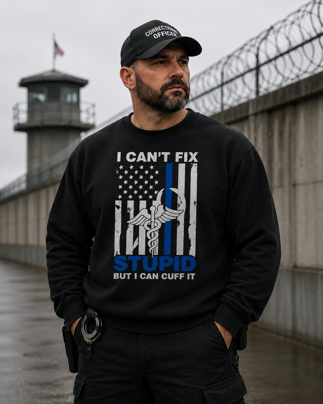 Funny Custom Name Correctional Officer I Can’t Fix Stupid Personalized Sweatshirt
