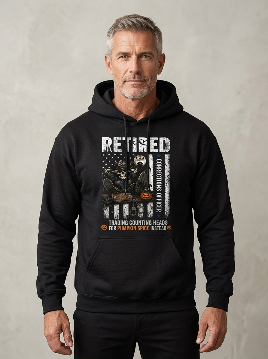 Personalized Retired Correctional Officer American Flag Halloween Hoodie