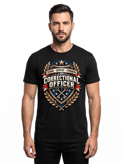 Stars Service Strength – Personalized Correctional Officer Front & Back T-Shirt