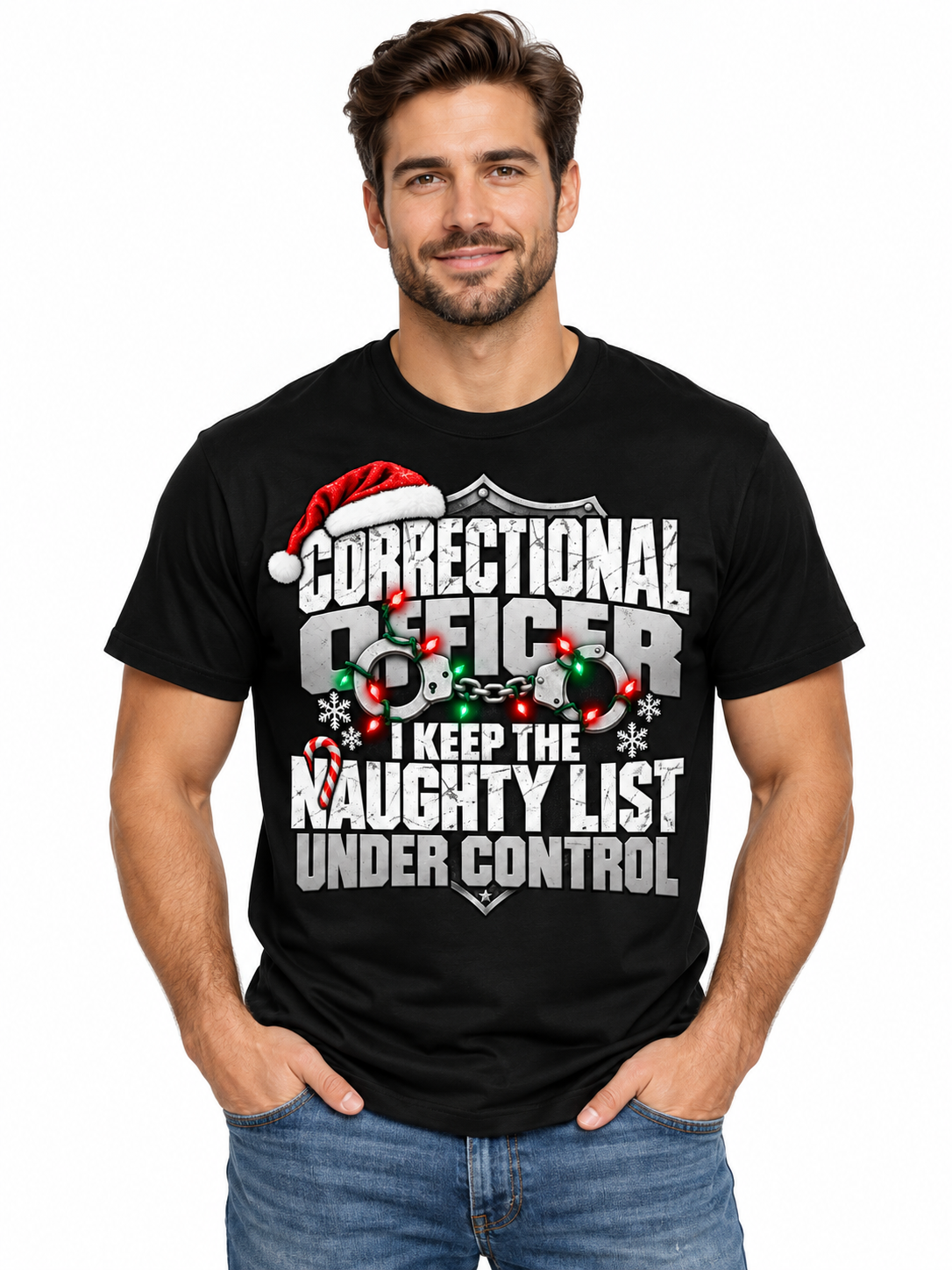 Correctional Officer Naughty List Under Control Christmas T Shirt