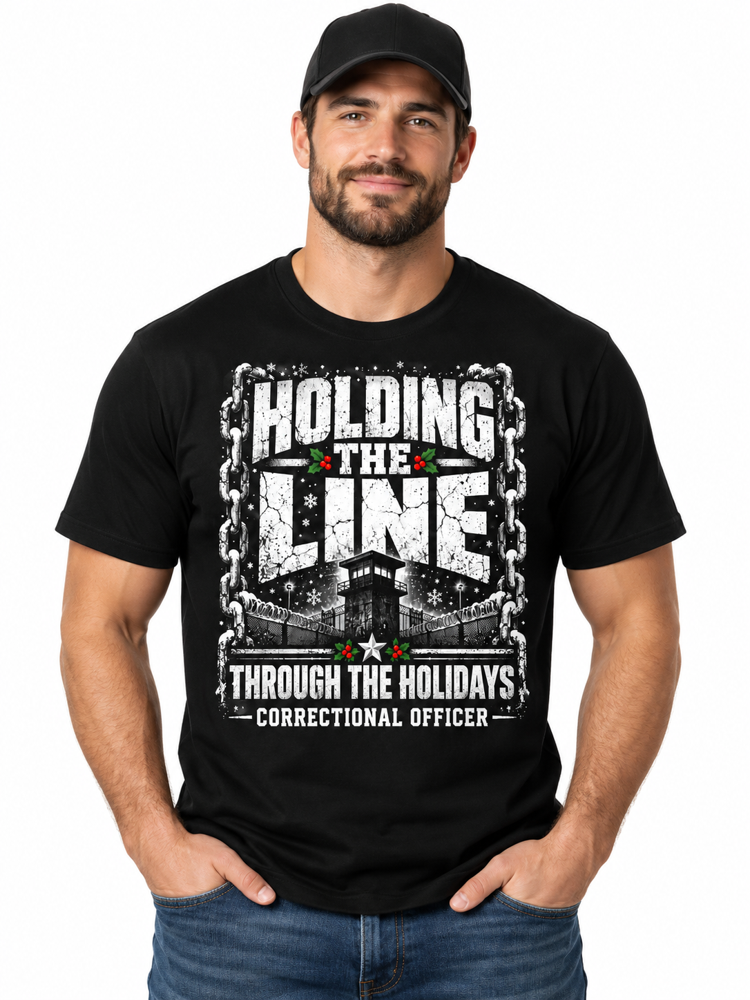 Correctional Officer Christmas Shirt Holding the Line Custom Name