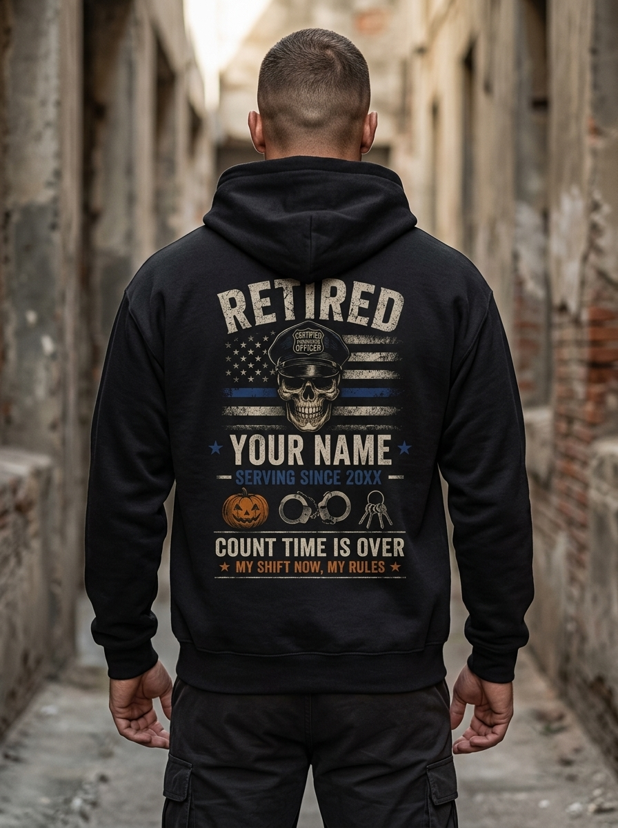 Personalized Retired Correctional Officer American Flag Halloween Hoodie
