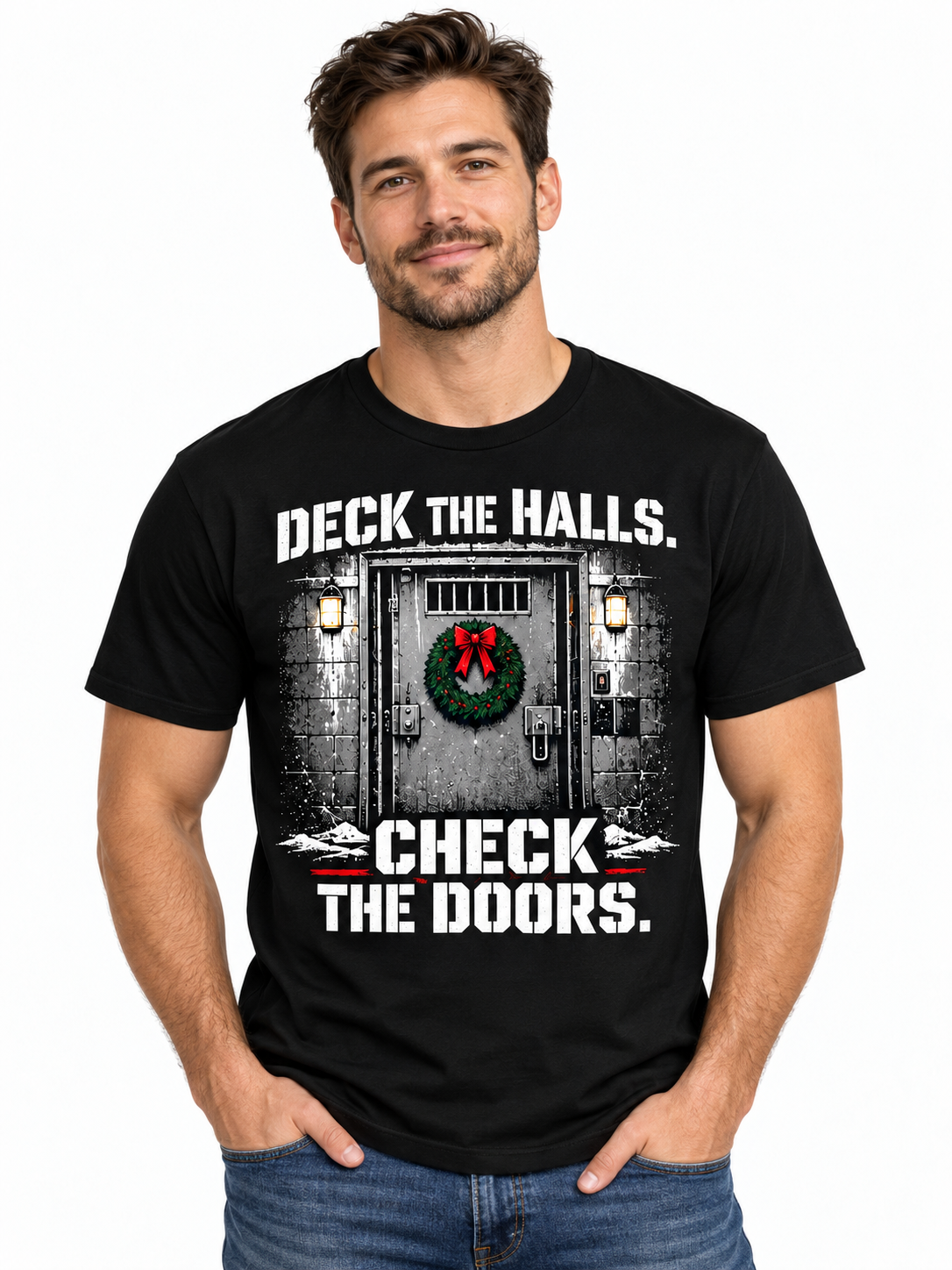 Correctional Officer Deck the Halls Check the Doors Christmas T Shirt