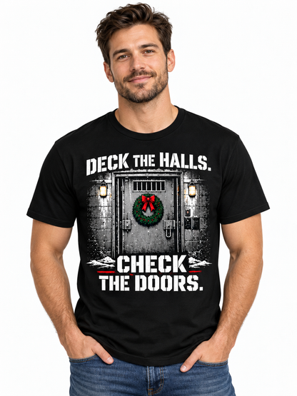 Correctional Officer Deck the Halls Check the Doors Christmas T Shirt