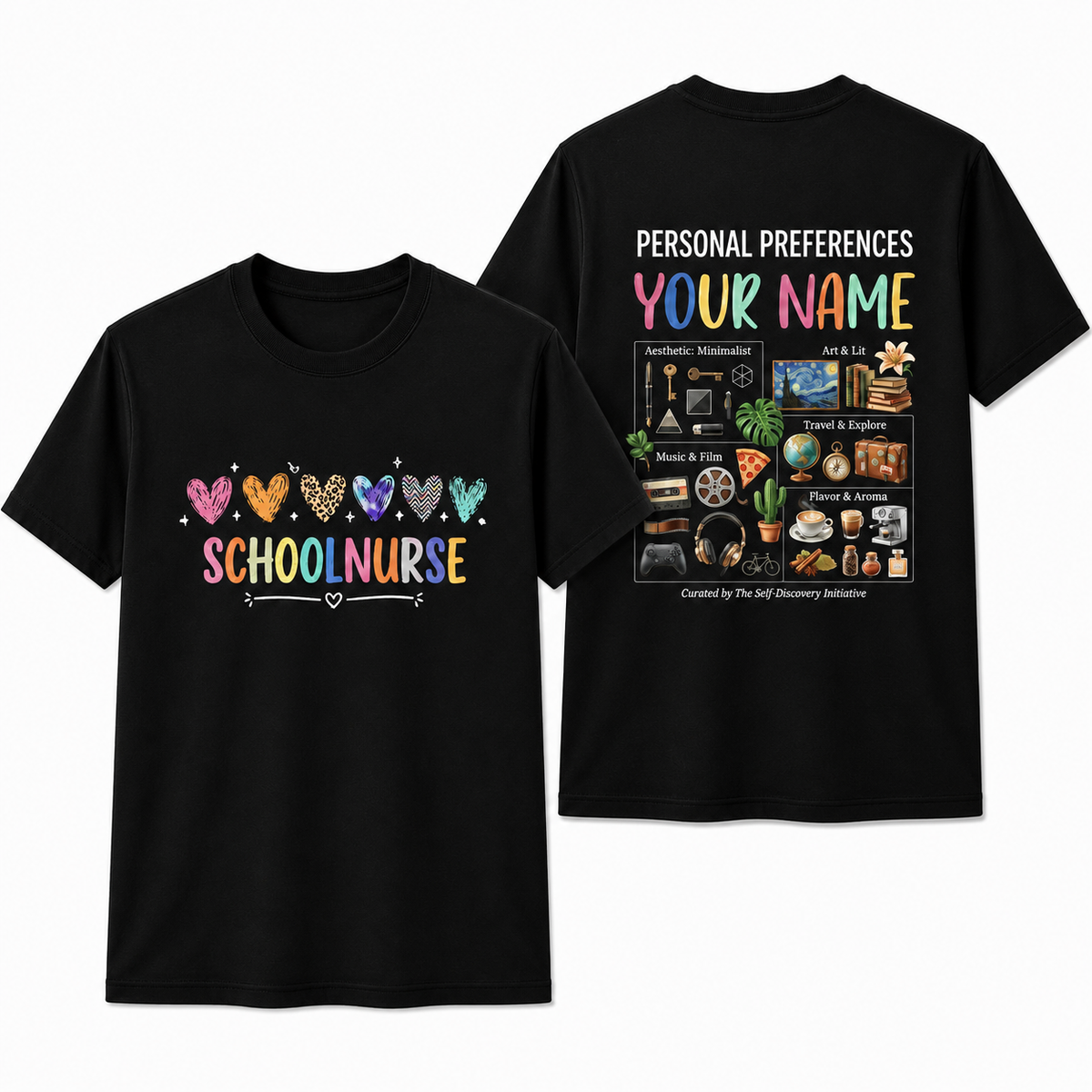 Personalized School Nurse Heart Shirt Custom Nurse Appreciation Gift Unisex T-Shirt