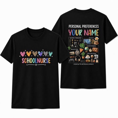 Personalized School Nurse Heart Shirt Custom Nurse Appreciation Gift Unisex T-Shirt