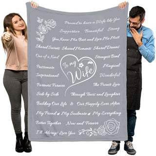 Wife Gift Blanket - I Love You Gifts For Her - Romantic Valentines Day Gifts For Wife Anniversary - Wife Birthday Gifts From Husband For Mothers Day Or Christmas MI0419