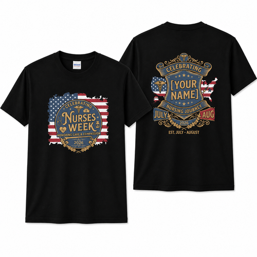 Personalized Happy Nurses Week 2026 American Flag Nurse Gift Custom Unisex T-Shirt