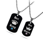 "Black Necklaces & Pendants Her King and His Queen Black Titanium Couple Necklace Stainless Steel Pendant Gifts "