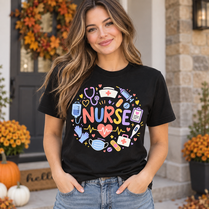 Personalized Custom Nurse Shirt, Cute Heart Nursing Tee, Medical Professional Gift for RN LPN CNA, Healthcare Worker Shirt