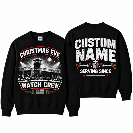 Personalized Correctional Officer Christmas Eve Watch Crew Sweatshirt