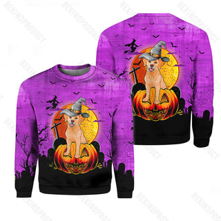 Đog Witch And Pumpkin Halloween Crewneck Sweatshirt All Over Print Sweatshirt For Women Sweatshirt For Men SWN1235