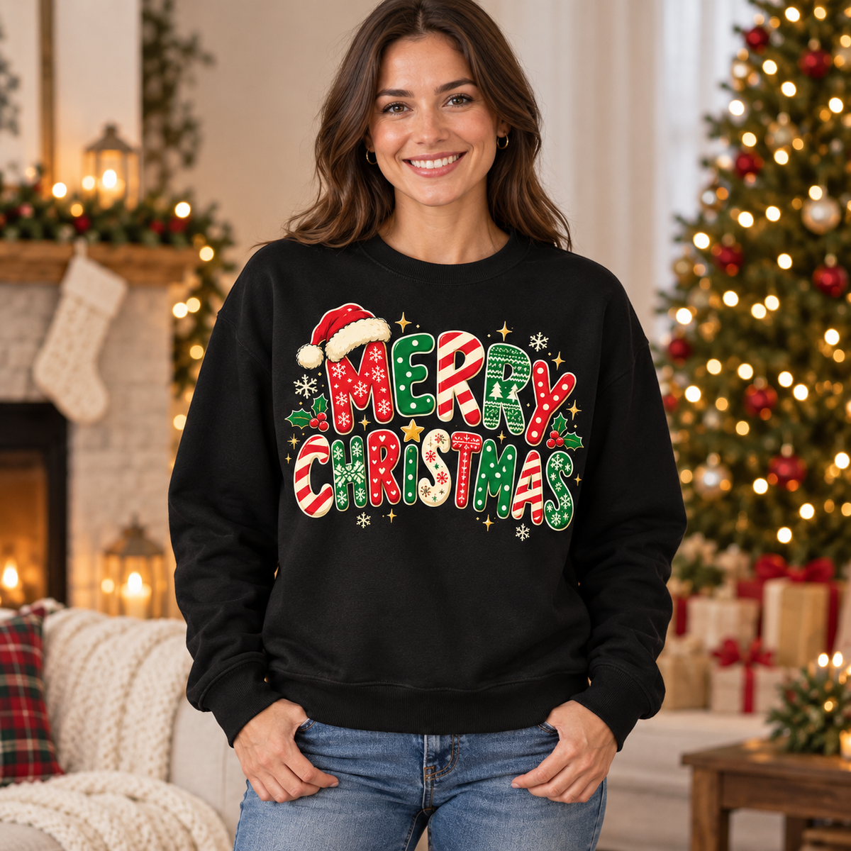 Personalized Merry Christmas Sweatshirt, Custom Name Holiday Sweater, Christmas Gift for Her