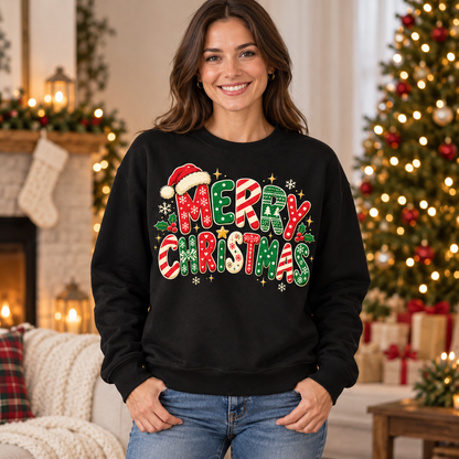 Personalized Merry Christmas Sweatshirt, Custom Name Holiday Sweater, Christmas Gift for Her