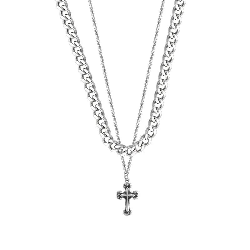 "Retro Cross Titanium Steel Necklaces For Men And Women "