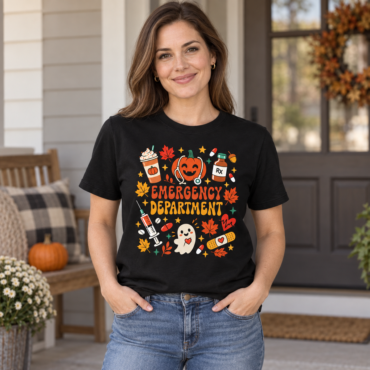 Personalized Custom ER Nurse Halloween Spooky Emergency Department Unisex T-Shirt