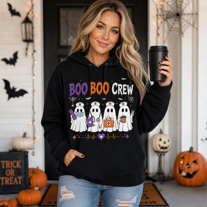 Personalized Halloween Nurse Hoodie Custom Name Boo Crew Ghost RN LPN CNA Gift