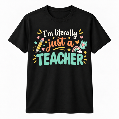 Personalized Custom I'm Literally Just a Teacher Cute Teacher Unisex T-Shirt