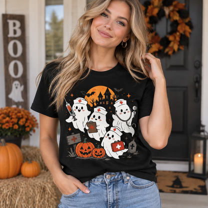 Halloween Nurse Shirt, Cute Nurse Ghost Tee, Funny Medical Halloween Gift for RN, Doctor, PA & NP